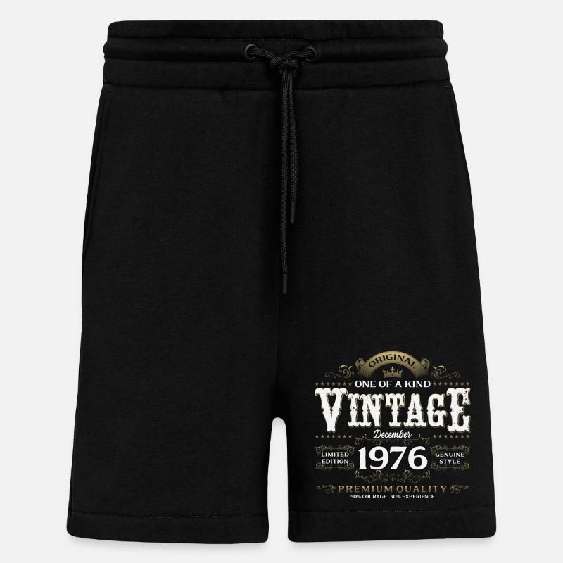 49e anniversaire Millésime décembre 1976 - Short bio décontracté fabriqué en UE - SOLID BLACK