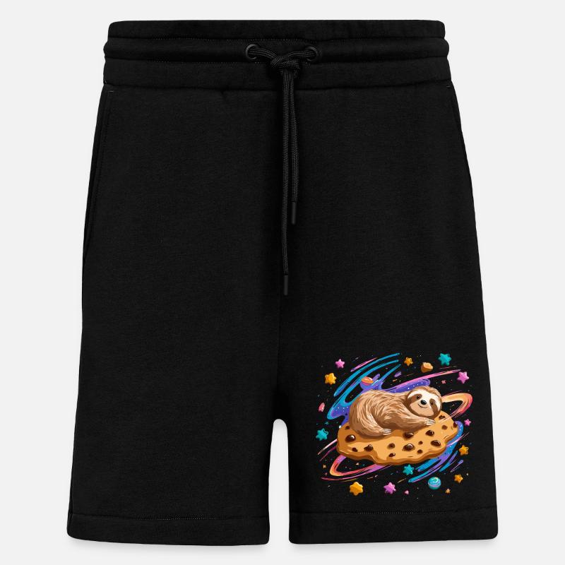 Paresseux de l’espace sur Cookie - Short bio décontracté fabriqué en UE - SOLID BLACK