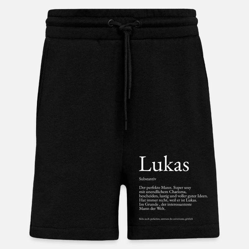 Lukas Dictionary Explanation First Name Lukas - Shorts - made by SPREAD - SOLID BLACK