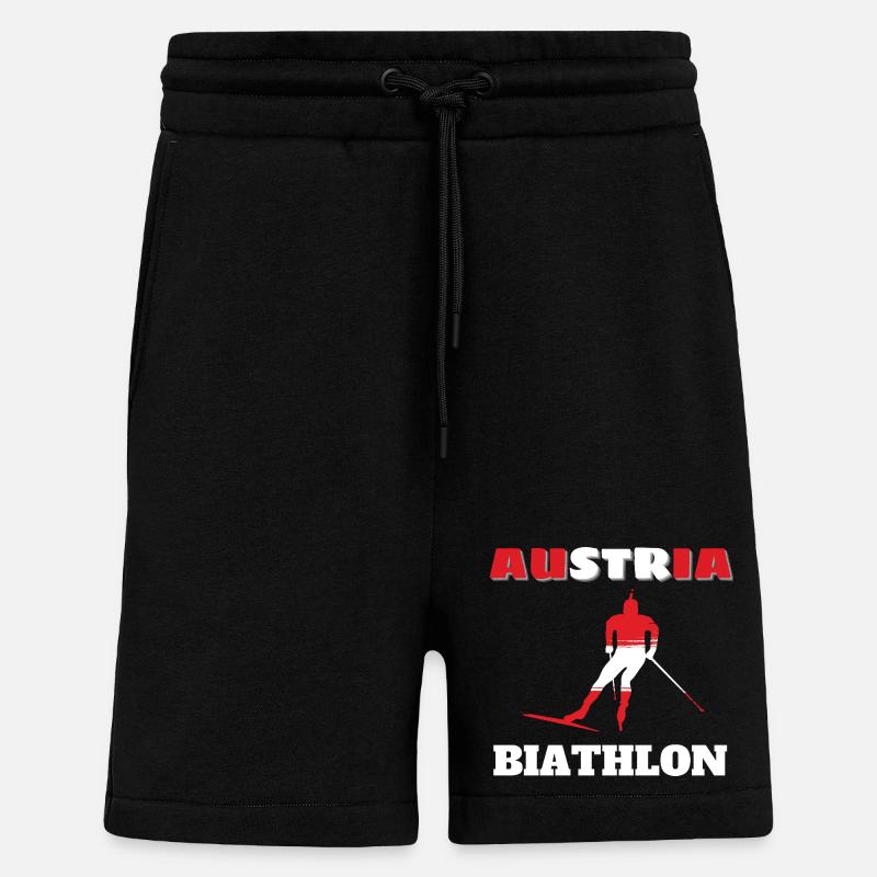 Biathlete Silhouette Red White Austria - Shorts - made by SPREAD - SOLID BLACK