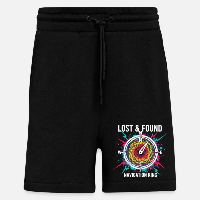 Lost & Found Boussole Navigation King - Short bio décontracté fabriqué en UE - SOLID BLACK