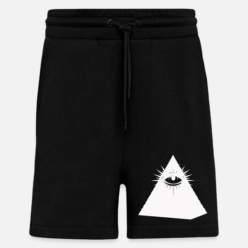 Symbole de l’œil pyramidal Illuminati - Short bio décontracté fabriqué en UE - SOLID BLACK