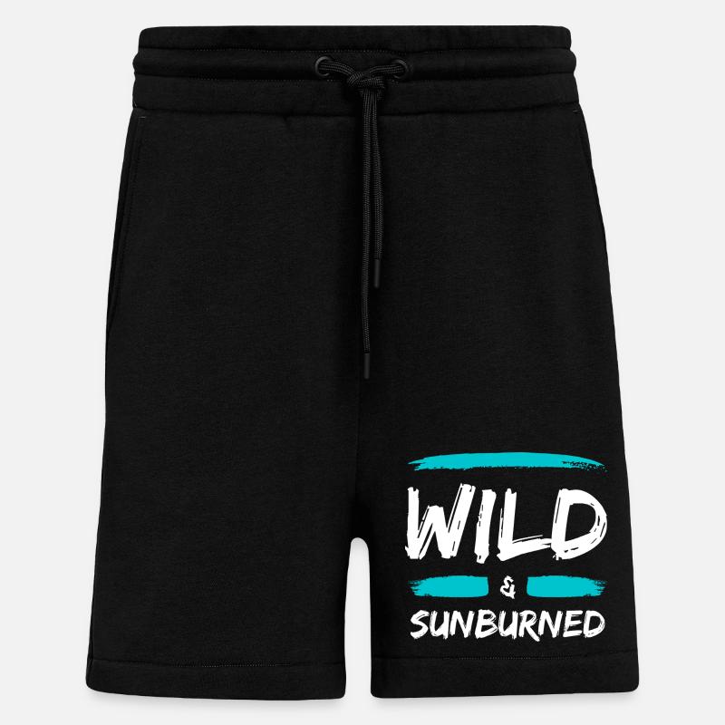 Wild & Sunburned Brush Text - Shorts - made by SPREAD - SOLID BLACK