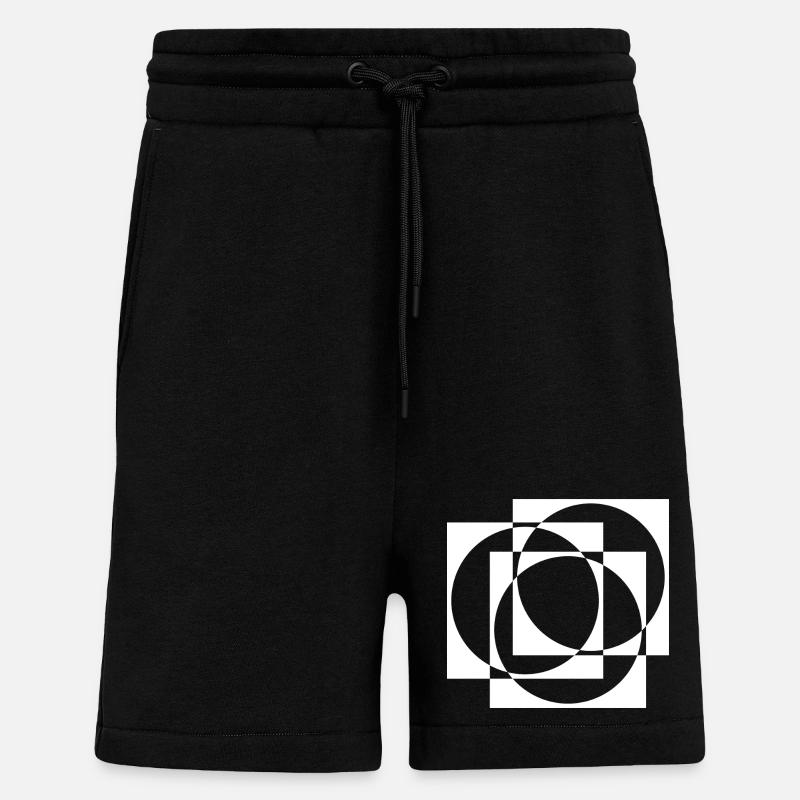 Geometric Circles and Squares Overlay - Shorts - made by SPREAD - SOLID BLACK