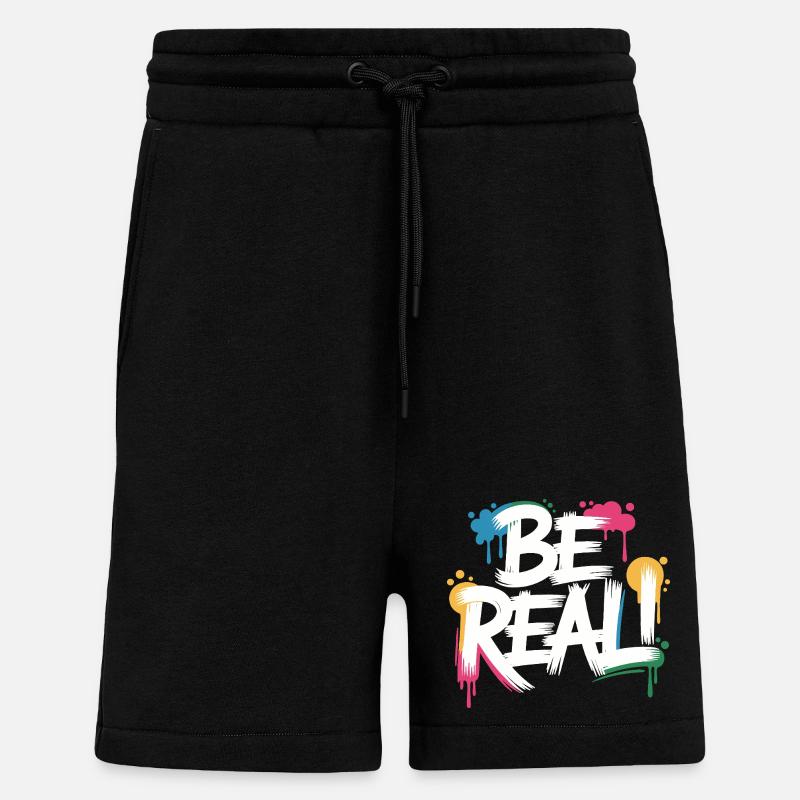 Be Real Graffiti Print - Shorts - made by SPREAD - SOLID BLACK