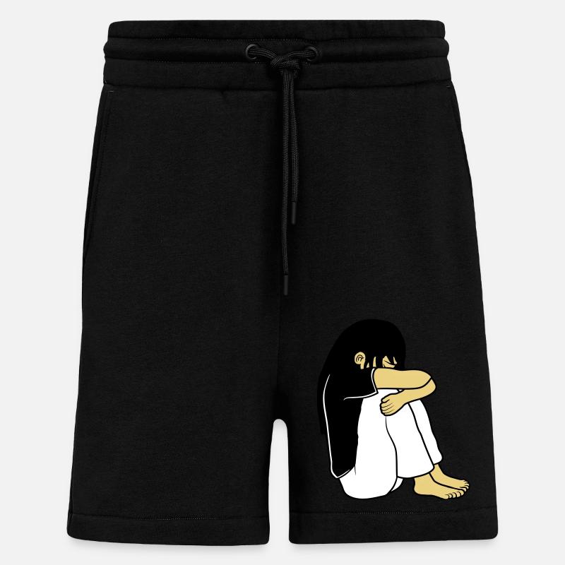 Trauriges Sitzendes Mädchen - Shorts - made by SPREAD - SOLID BLACK