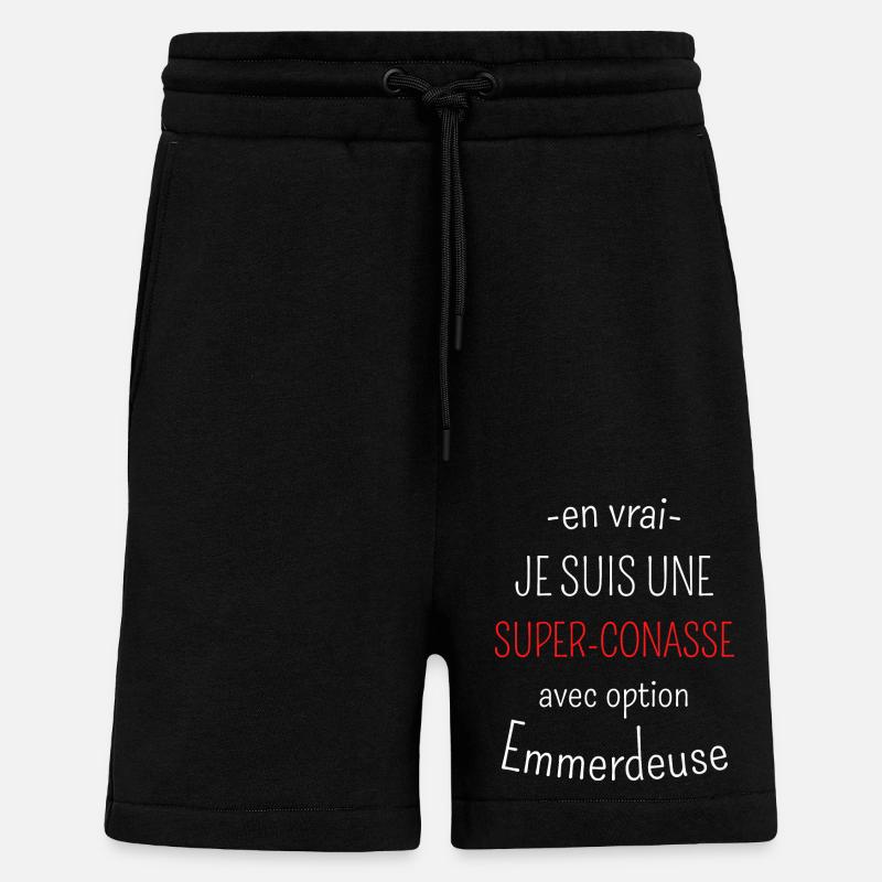 Super-conasse avec option emmerdeuse - Short bio décontracté fabriqué en UE - SOLID BLACK