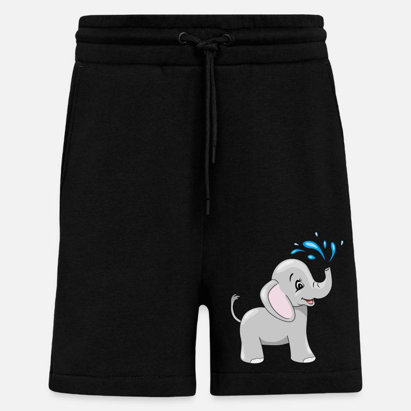 Mignon bébé éléphant se baignant - Short bio décontracté fabriqué en UE - SOLID BLACK