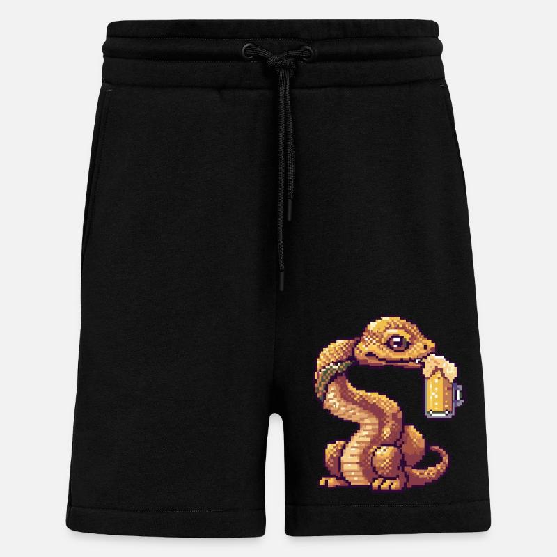 Bière Snake Cobra Pixel - Short bio décontracté fabriqué en UE - SOLID BLACK