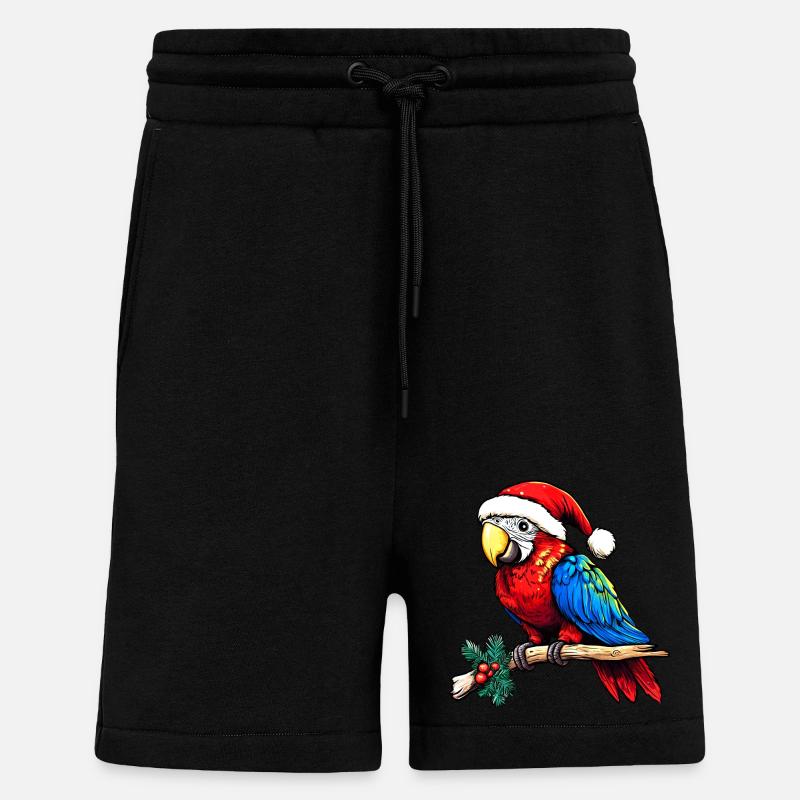 Perroquets de Noël - Short bio décontracté fabriqué en UE - SOLID BLACK