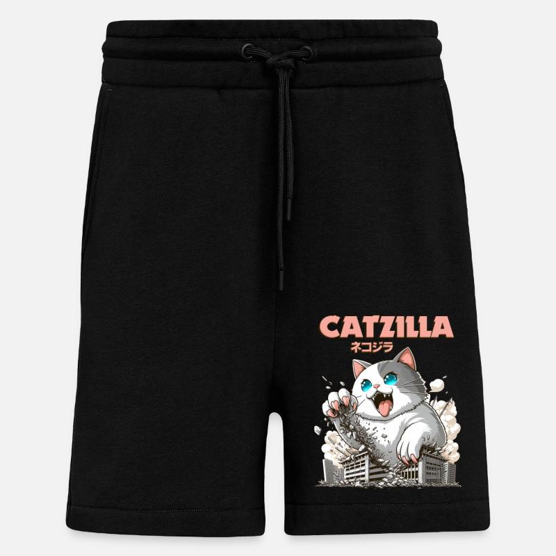 Catzilla Cat Funny Animals - Shorts - made by SPREAD - SOLID BLACK