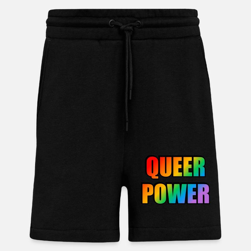 Queer Power Texte arc-en-ciel - Short bio décontracté fabriqué en UE - SOLID BLACK