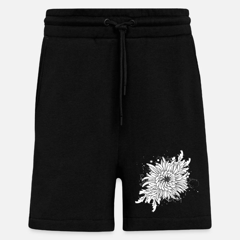 weiße Chrysantheme - Shorts - made by SPREAD - SOLID BLACK