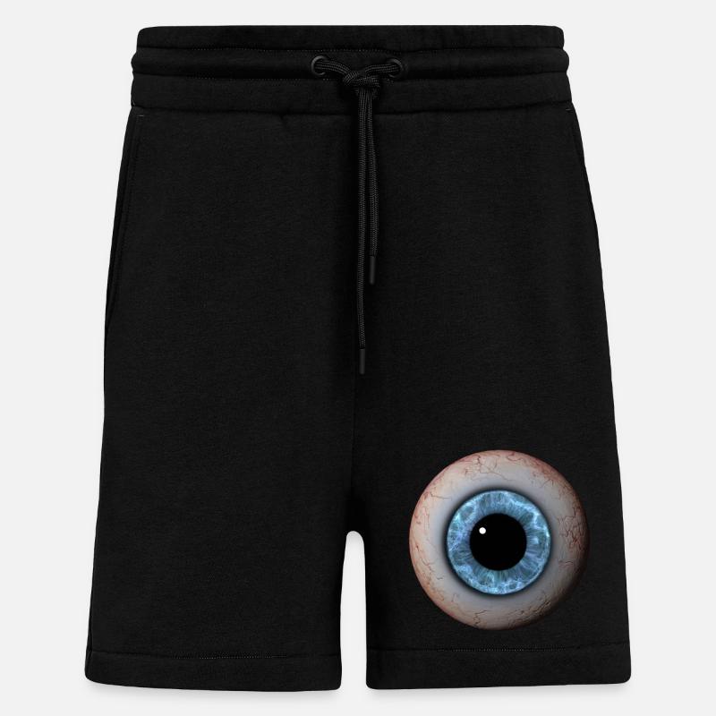 Gros plan des yeux Iris bleu - Short bio décontracté fabriqué en UE - SOLID BLACK