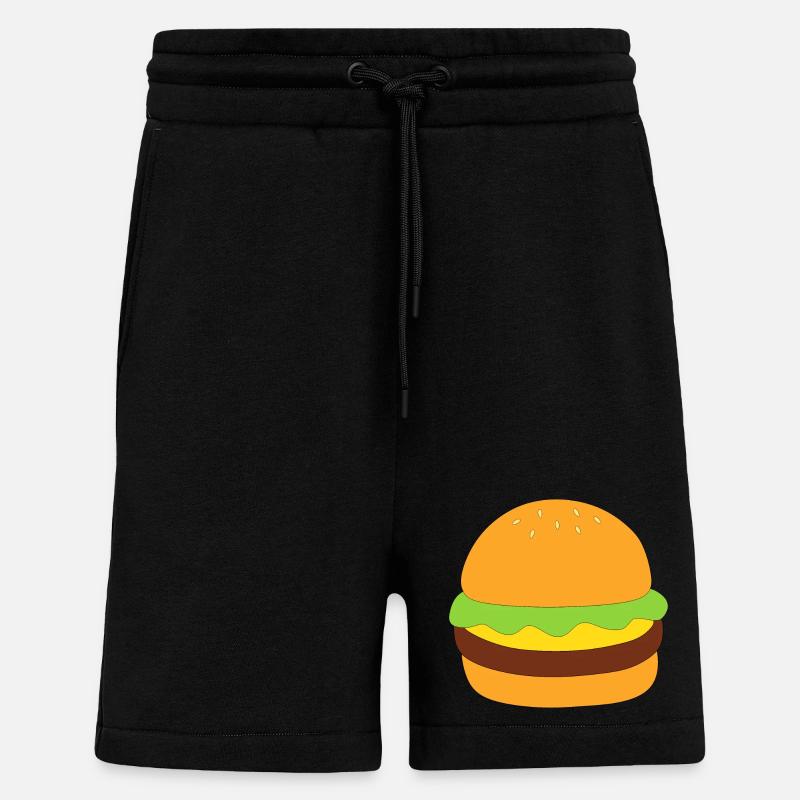 Burgers, restauration rapide, manger, cuisiner - Short bio décontracté fabriqué en UE - SOLID BLACK