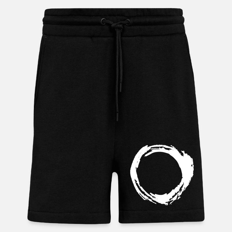Circle brushstroke brush white - Shorts - made by SPREAD - SOLID BLACK