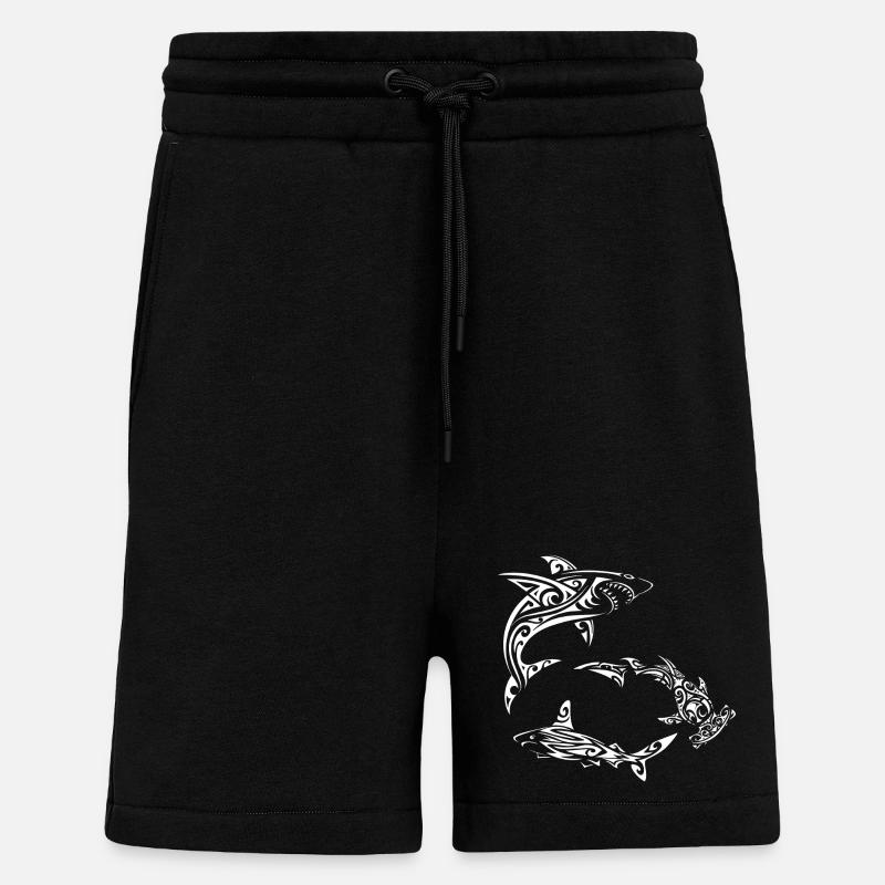 Requins polynésiens blancs - Short bio décontracté fabriqué en UE - SOLID BLACK