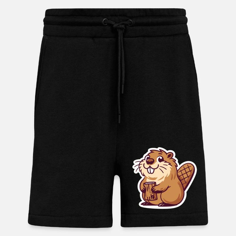 Mème de castor - Short bio décontracté fabriqué en UE - SOLID BLACK
