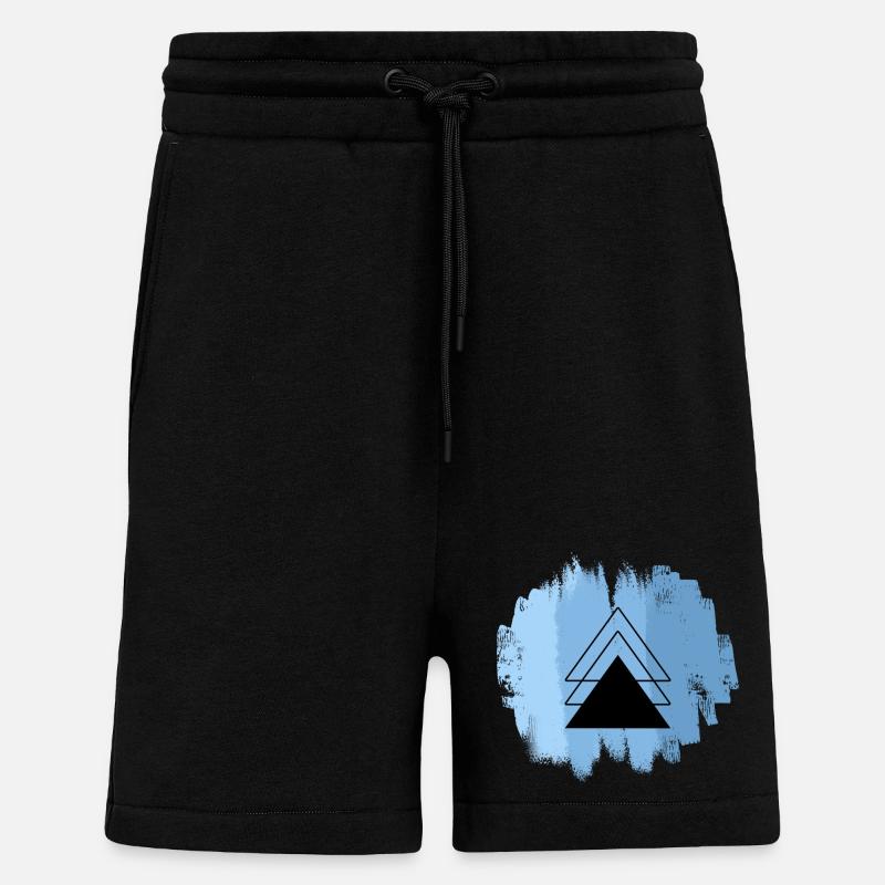 Superposition du triangle bleu - Short bio décontracté fabriqué en UE - SOLID BLACK