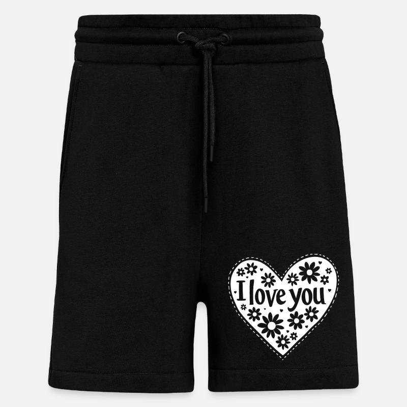 Je t’aime, blanc - Short bio décontracté fabriqué en UE - SOLID BLACK