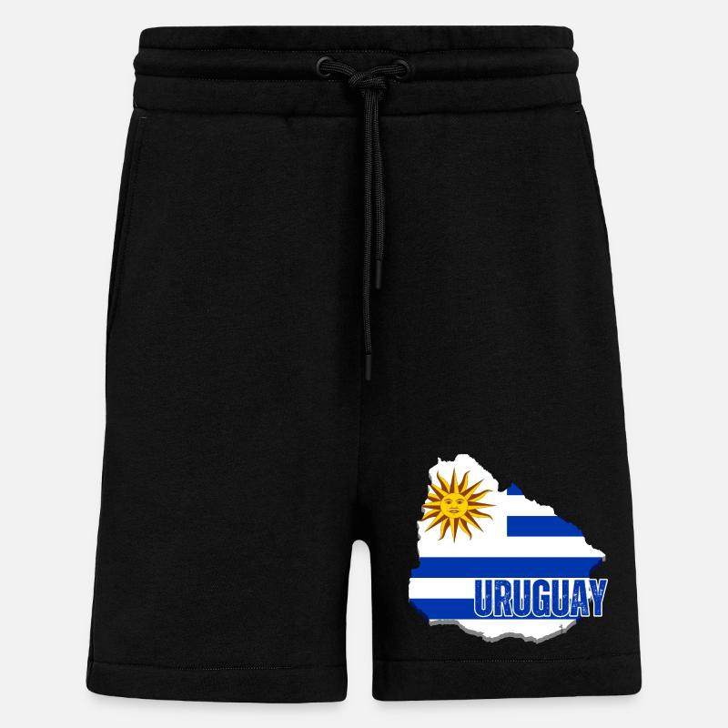 Drapeau de l’Uruguay, fierté uruguayenne - Short bio décontracté fabriqué en UE - SOLID BLACK