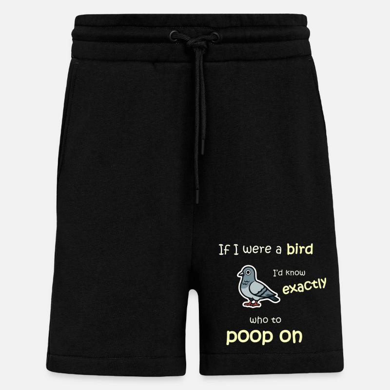 Mode oiseau - Activé - Short bio décontracté fabriqué en UE - SOLID BLACK