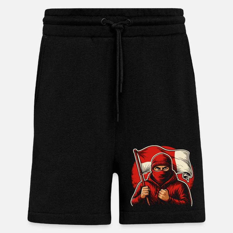 Ventilateurs Cologne Berlin Rot Weiss - Short bio décontracté fabriqué en UE - SOLID BLACK