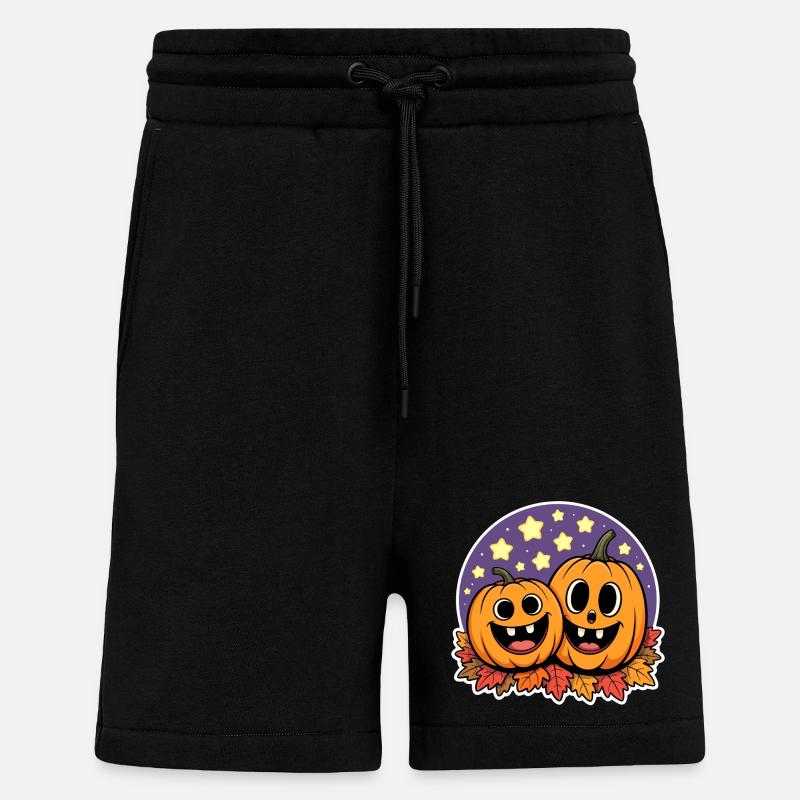 Deux citrouilles heureuses d’automne - Short bio décontracté fabriqué en UE - SOLID BLACK