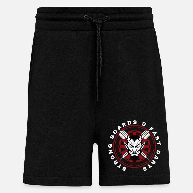 DARTS, DARTBOARD AND DEVIL  - Shorts - made by SPREAD - SOLID BLACK