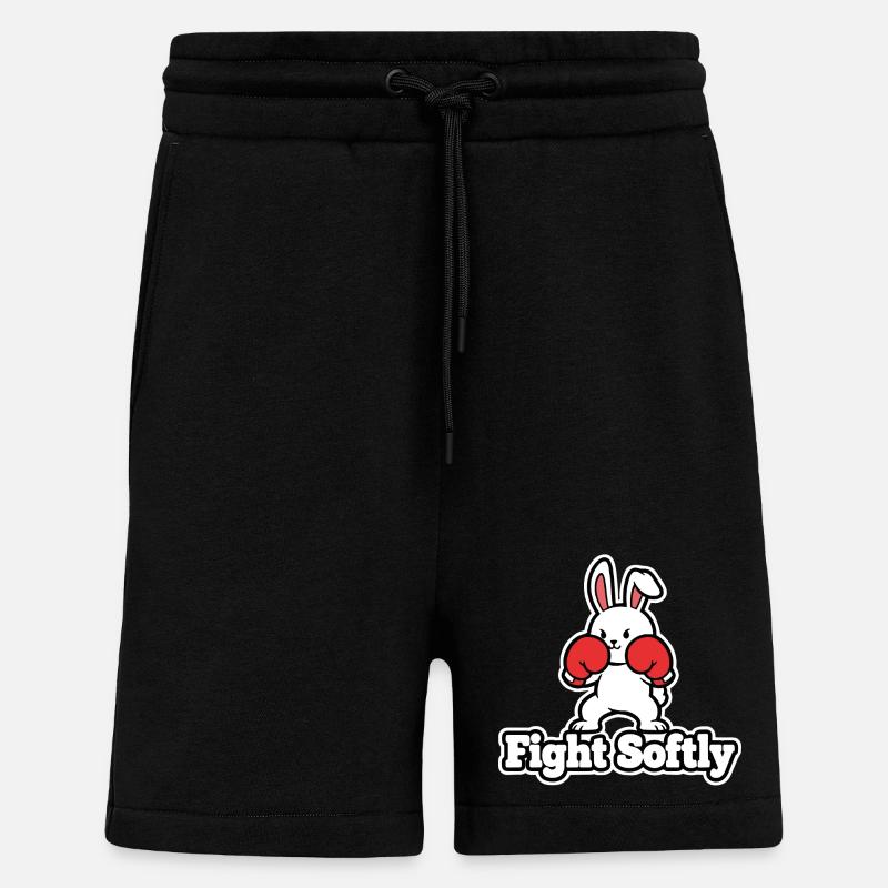 Kuschelbunny Boxkampf-Design Fight Softly - Shorts - made by SPREAD - SOLID BLACK
