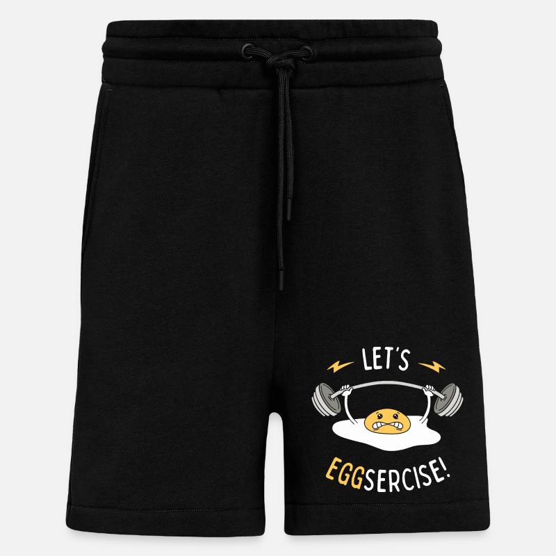 Let's Eggsercise! - Shorts - made by SPREAD - SOLID BLACK