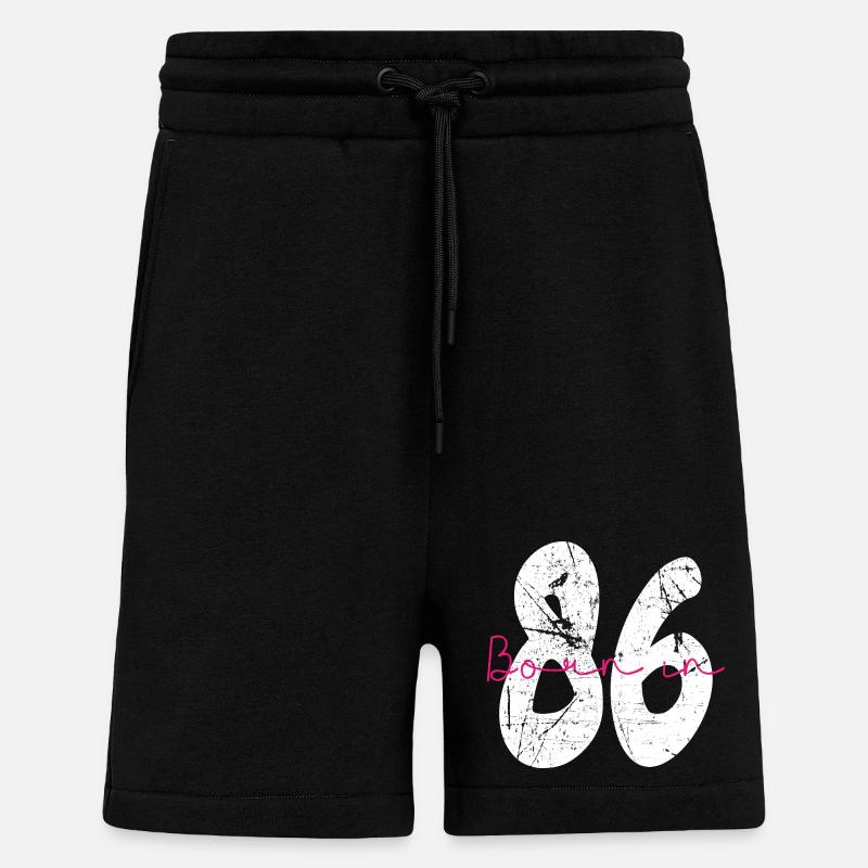 Né en 86 Neon Retro - Short bio décontracté fabriqué en UE - SOLID BLACK