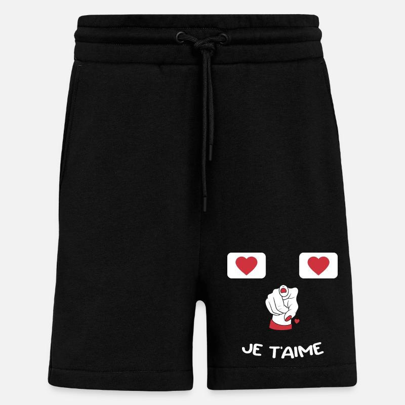 Humour Message Amour Saint-Valentin - Short bio décontracté fabriqué en UE - SOLID BLACK