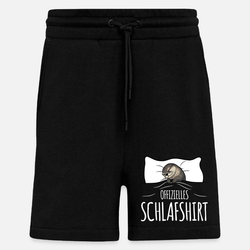 Otter Sleeping Shirt blanc - Short bio décontracté fabriqué en UE - SOLID BLACK
