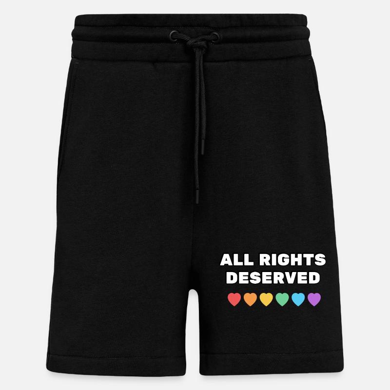 TOUS DROITS MÉRITÉS Rainbow Hearts - Short bio décontracté fabriqué en UE - SOLID BLACK