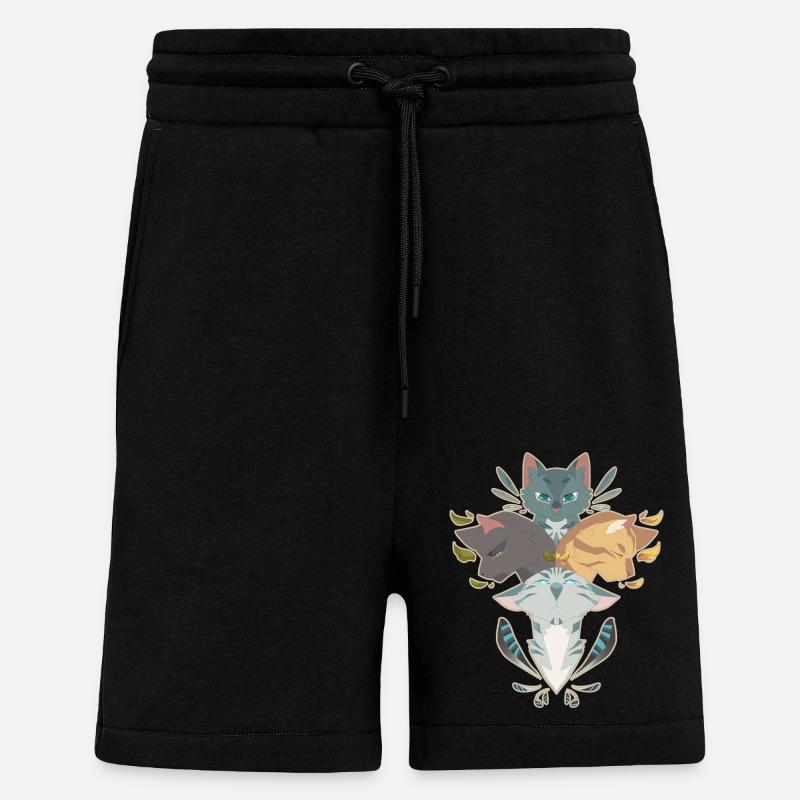 Jayfeather Häherfeder Kat Grå Warrior Katte - Organic relaxed shorts made in EU - SOLID BLACK