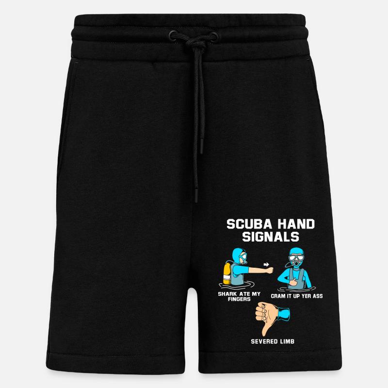 Plongeur Main Signe Scuba Diving - Short bio décontracté fabriqué en UE - SOLID BLACK