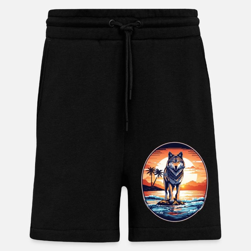Wolf am Strand - Shorts - made by SPREAD - SOLID BLACK