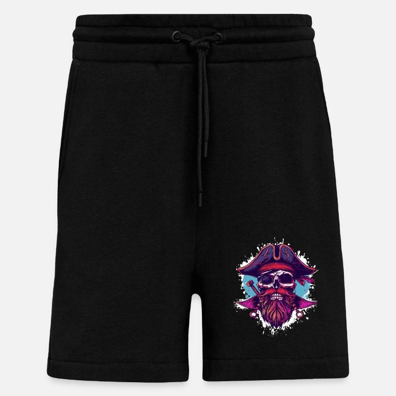 Crâne de pirate - Short bio décontracté fabriqué en UE - SOLID BLACK