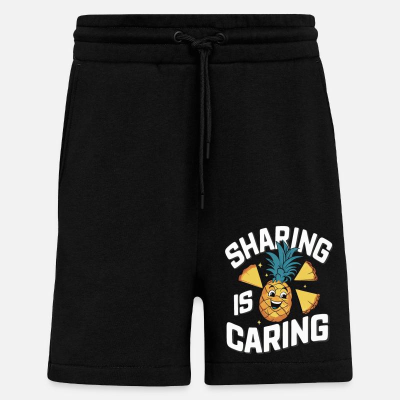 Ananas Fruit tropical hawaïen - Short bio décontracté fabriqué en UE - SOLID BLACK