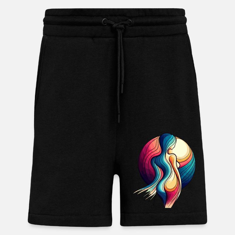 Femme devant la lune - Short bio décontracté fabriqué en UE - SOLID BLACK