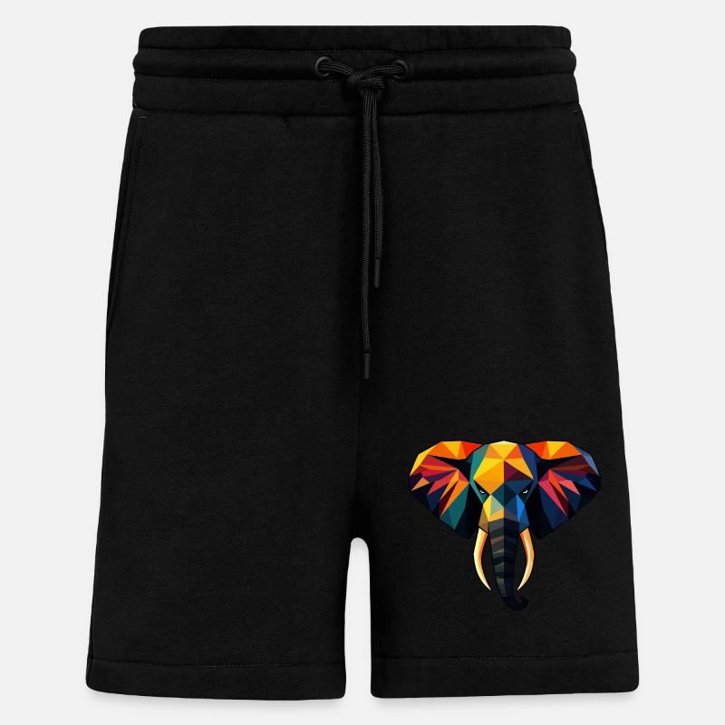 Elephant Low Poly Design - Shorts - made by SPREAD - SOLID BLACK