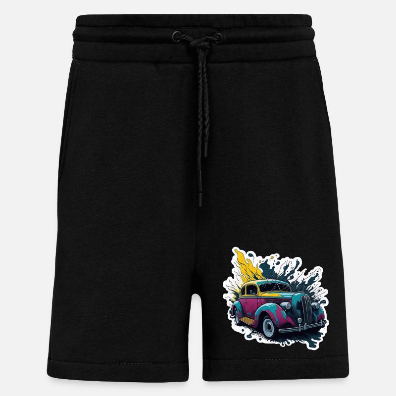 Farbiger Oldtimer Spritzer - Shorts - made by SPREAD - SOLID BLACK