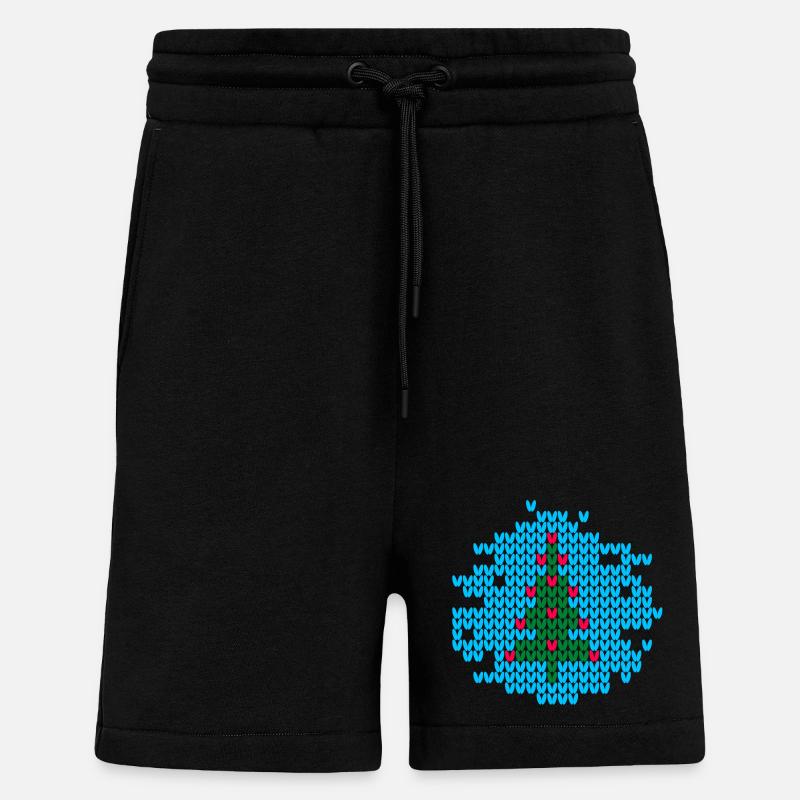 Weihnachtsbaum Strick Ugly Christmas Xmas Muster - Shorts - made by SPREAD - SOLID BLACK