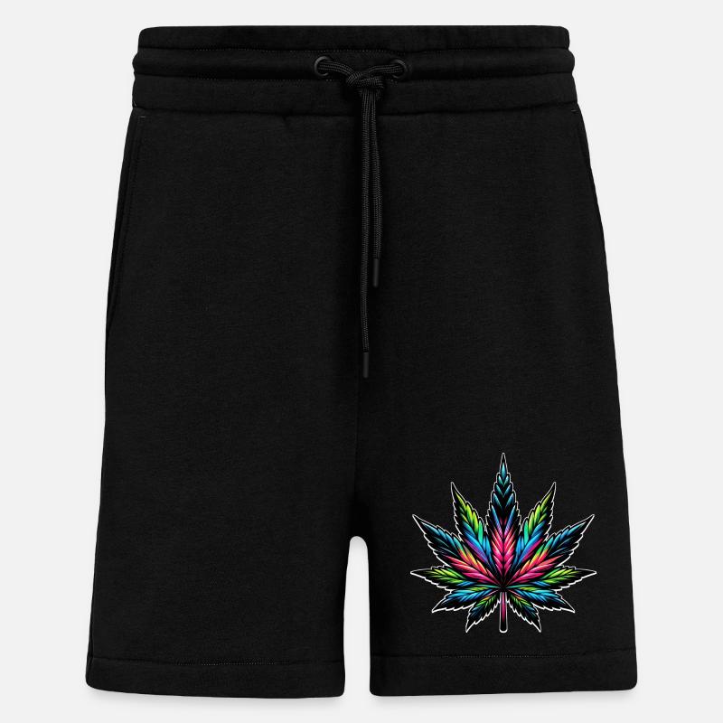Cannabis Neon psychedelisches Design - Shorts - made by SPREAD - SOLID BLACK