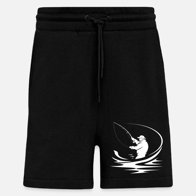 Dessin de pêcheur - Short bio décontracté fabriqué en UE - SOLID BLACK