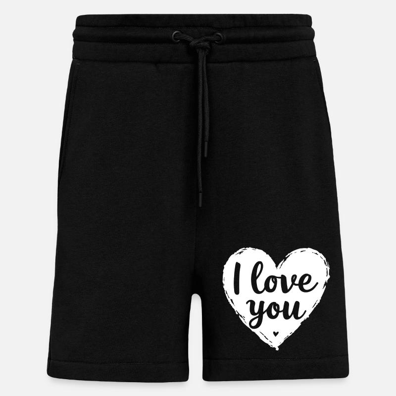 Je t’aime, blanc - Short bio décontracté fabriqué en UE - SOLID BLACK
