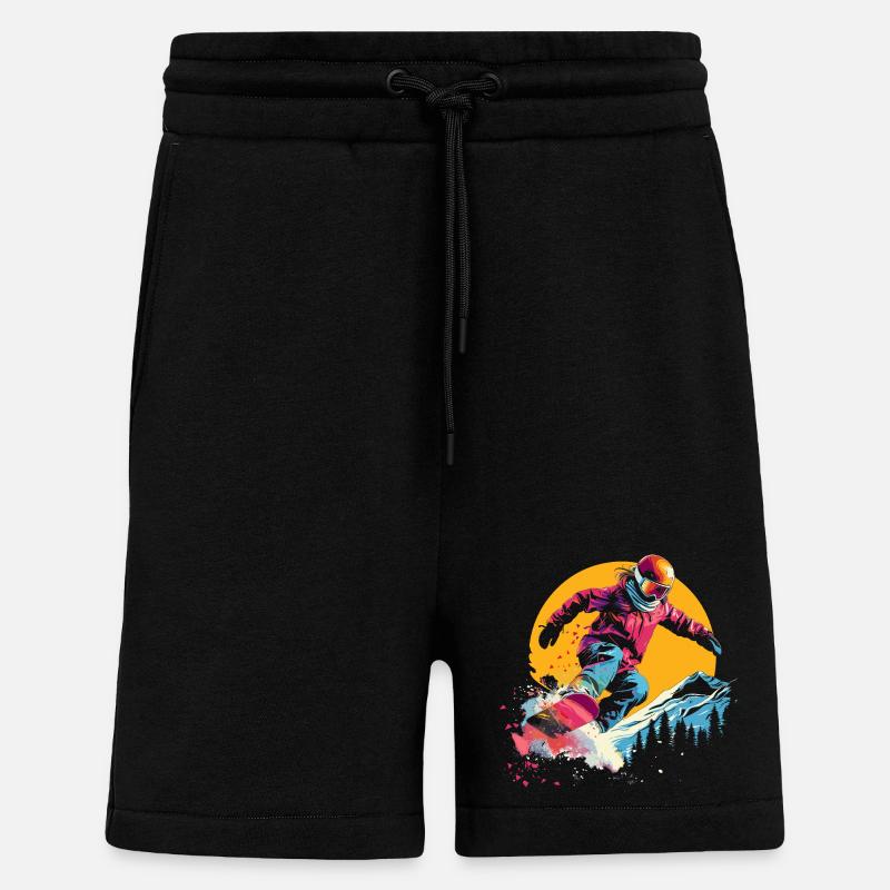 Snowboarder Synthwave - Short bio décontracté fabriqué en UE - SOLID BLACK