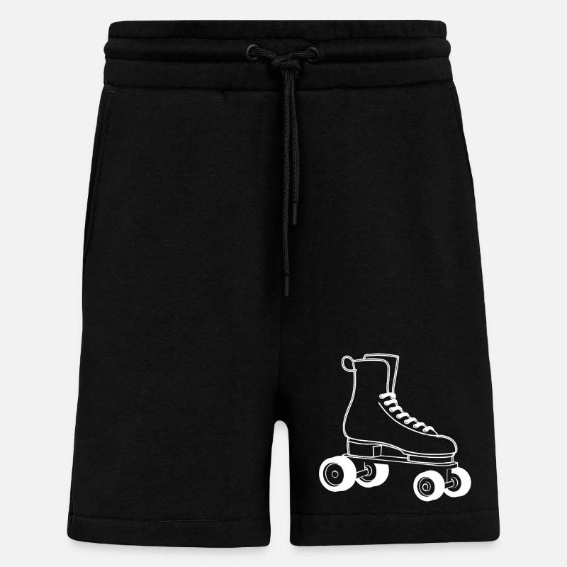 Dessin de patins à roulettes - Short bio décontracté fabriqué en UE - SOLID BLACK