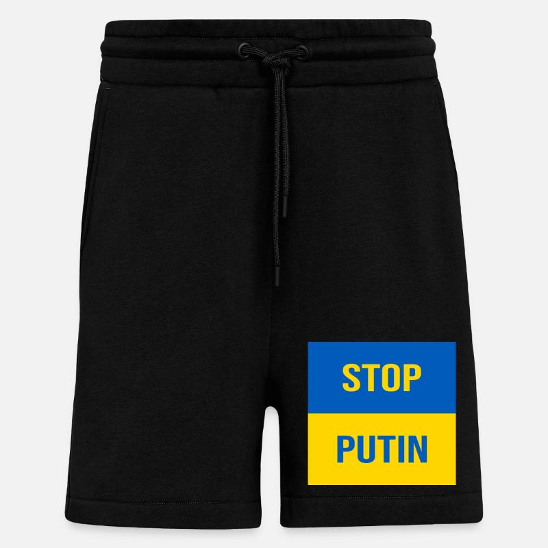 ARRÊTEZ POUTINE - Short bio décontracté fabriqué en UE - SOLID BLACK